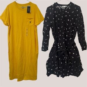 TWO Dresses NWT Polo Ralph Lauren Shirt Dress Size XL Extra Large Blue Yellow